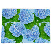 Grand Sac Cadeau Motif hydrangée bleu (Devant)