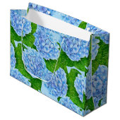 Grand Sac Cadeau Motif hydrangée bleu (Devant Angle)