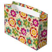 Grand Sac Cadeau Motif mexicain des fleurs d'art populaire (Dos Angle)