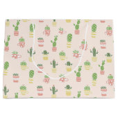 Grand Sac Cadeau Motif mignon de cactus (Devant)