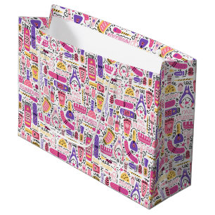 Grand Sac Cadeau Motif mignon de manucure de griffonnage
