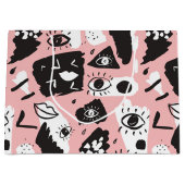 Grand Sac Cadeau Motif moderne abstrait d'oeil et de lèvres (Devant)