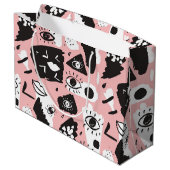 Grand Sac Cadeau Motif moderne abstrait d'oeil et de lèvres (Dos Angle)