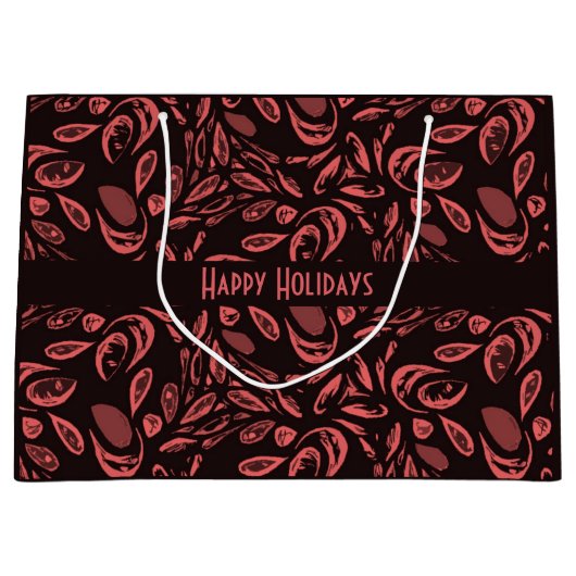 Grand Sac Cadeau Motif moderne noir, rouge chaud (Devant)