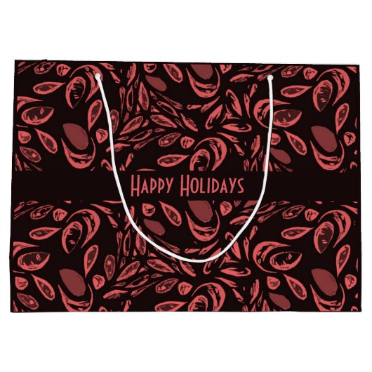 Grand Sac Cadeau Motif moderne noir, rouge chaud (Dos)