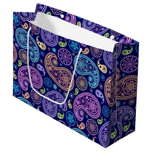 Grand Sac Cadeau Motif moderne Paisley (Devant Angle)