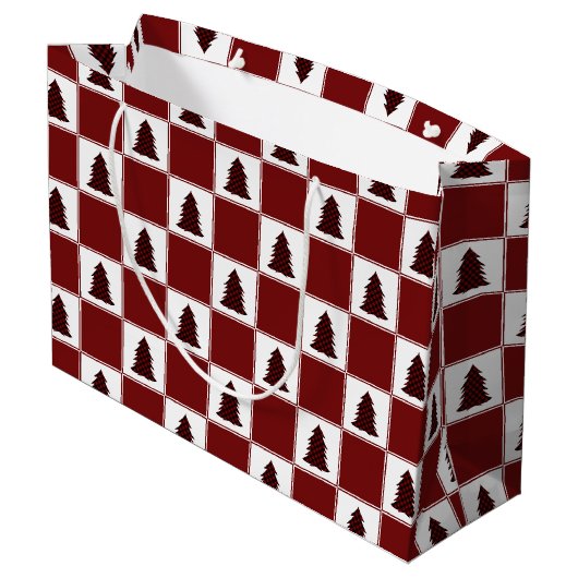 Grand Sac Cadeau Motif moderne Red Buffalo Plaid Christmas Tree (Dos Angle)