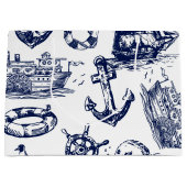 Grand Sac Cadeau Motif nautique (Devant)