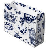 Grand Sac Cadeau Motif nautique (Dos Angle)