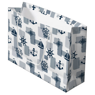 Grand Sac Cadeau Motif nautique