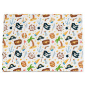 Grand Sac Cadeau Motif Nautique À Thème Pirate Cute  (Devant)