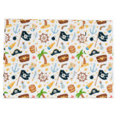 Grand Sac Cadeau Motif Nautique À Thème Pirate Cute  (Dos)