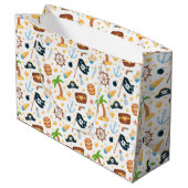 Grand Sac Cadeau Motif Nautique À Thème Pirate Cute  (Dos Angle)