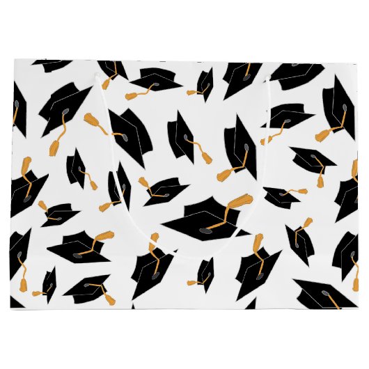 Grand Sac Cadeau Motif noir Casquette sur blanc (Dos)