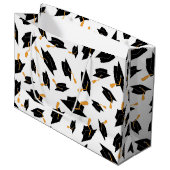 Grand Sac Cadeau Motif noir Casquette sur blanc (Devant Angle)