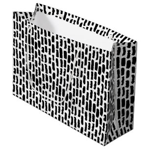 Grand Sac Cadeau Motif noir de courses de brosse