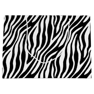 Grand Sac Cadeau Motif noir et blanc de rayures d'impression de