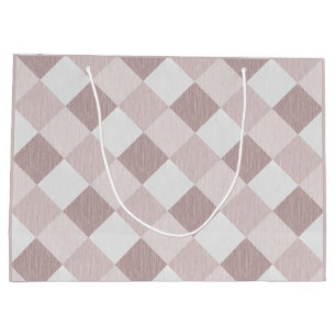 Grand Sac Cadeau Motif Oblique de géométrique beige et gris
