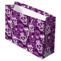 Motif ornemental fleuri à crâne de sucre pourpre