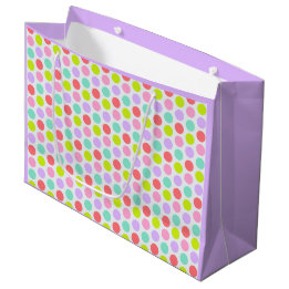 Grand Sac Cadeau Motif personnalisable de points polka pastel doux