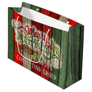 Grand Sac Cadeau Motif personnalisé de planches de bois altérées ro