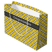 Grand Sac Cadeau Motif plaid jaune et blanc (Dos Angle)
