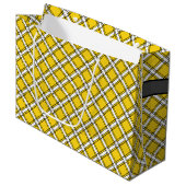Grand Sac Cadeau Motif plaid jaune et blanc (Devant Angle)