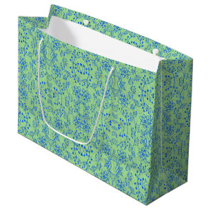 Grand Sac Cadeau motif plante A08.b boho. lgreen BG