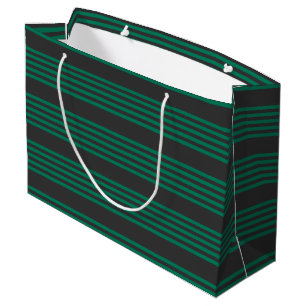 Grand Sac Cadeau Motif rayé de la forêt verte et du charbon de bois