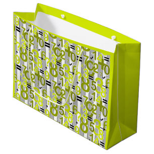 Grand Sac Cadeau Motif rétro lumineux arithmétique mathématique col