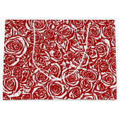 Grand Sac Cadeau Motif Rose Abstrait moderne, rouge foncé et blanc (Devant)