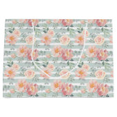 Grand Sac Cadeau Motif rose de rayure d'Alicia (Devant)