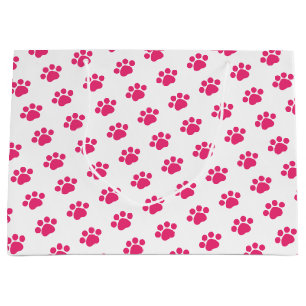 Grand Sac Cadeau Motif rose d'empreinte de patte