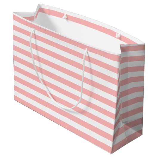 Grand Sac Cadeau Motif rose et blanc de rayure (Dos Angle)