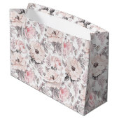 Grand Sac Cadeau Motif rose et gris classique (Dos Angle)