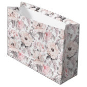Grand Sac Cadeau Motif rose et gris classique (Devant Angle)