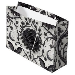 Grand Sac Cadeau Motif Rose Gothique Foncé (3)