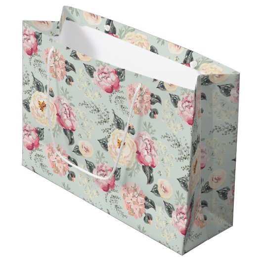 Grand Sac Cadeau Motif rose Rose Garden (Devant Angle)
