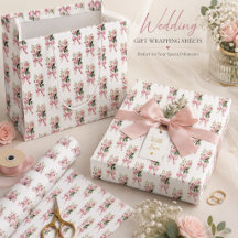 Motif Rose Roseau et Nœud Aquarelle Vintage Coquet