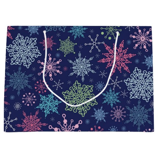 Grand Sac Cadeau Motif Snowflake (Devant)