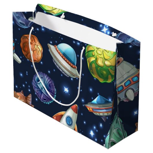 Grand Sac Cadeau Motif spatial (Dos Angle)