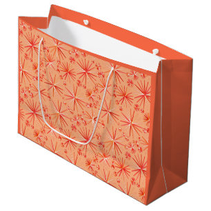 Grand Sac Cadeau Motif Spoutnik du milieu du siècle, nuances de cor