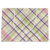 Grand Sac Cadeau Motif Tartan vert violet violet rose (Devant)