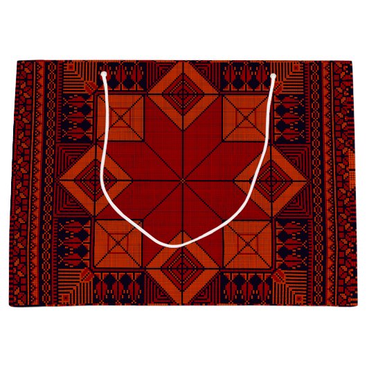 Grand Sac Cadeau Motif traditionnel Palestine broderie tatreez (Devant)