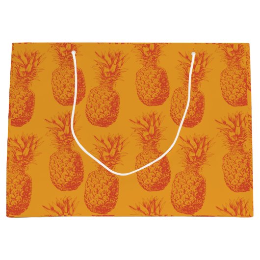 Grand Sac Cadeau Motif transparent avec ananas (Devant)