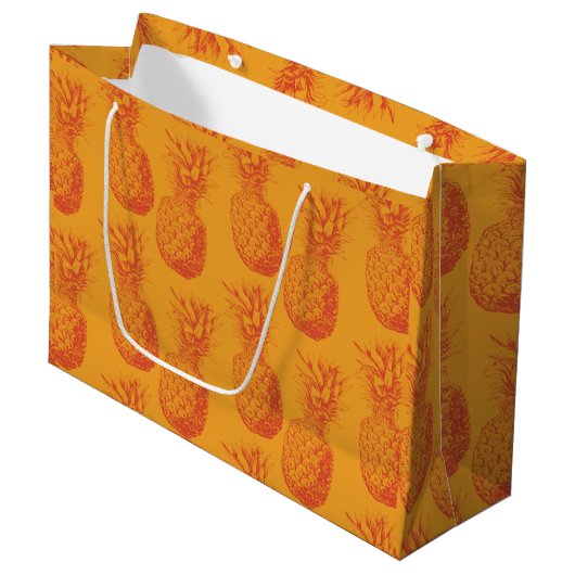 Grand Sac Cadeau Motif transparent avec ananas (Devant Angle)