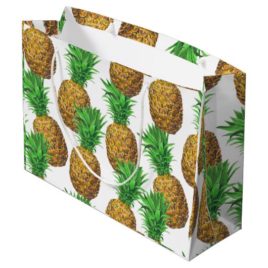 Grand Sac Cadeau Motif transparent avec ananas (Dos Angle)