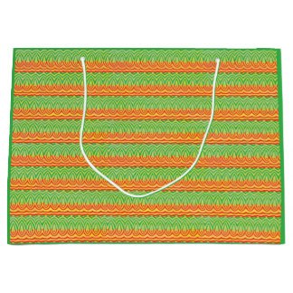 Grand Sac Cadeau Motif Tribal Géométrique Rétro Milieu de Siècle Mo