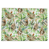 Grand Sac Cadeau Motif tropical de paresse d'aquarelle (Dos)