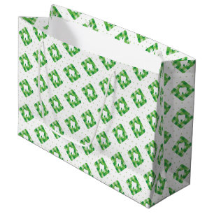 Grand Sac Cadeau Motif vert de dent de plaid